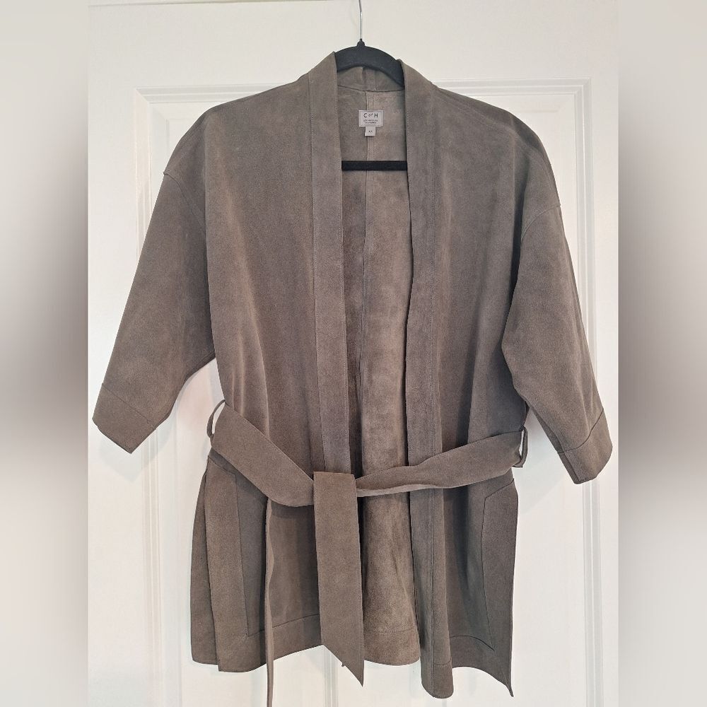 Citizens Of Humanity Leather Suede Open Front Cardigan 3/4 Sleeve Size M